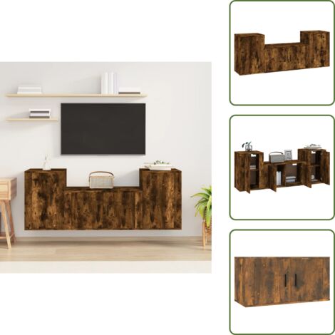 Ensemble de meubles TV 3 pcs Chêne fumé Bois d'ingénierie - Meuble Tv - Meuble Tv Mural - Ensemble Meuble Tv - Rangement Tv - Salon