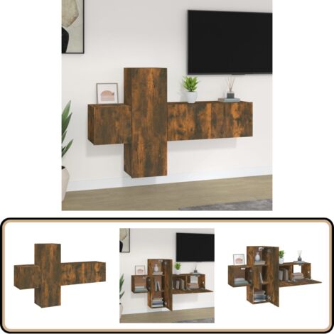 Ensemble de meubles TV 3 pcs Chêne fumé Bois d'ingénierie - Meuble Tv - Meuble Tv Mural - Ensemble Meuble Tv - Salon - Décoration Intérieure