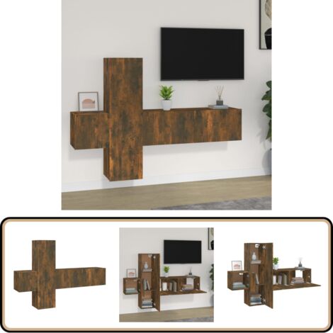 Ensemble de meubles TV 3 pcs Chêne fumé Bois d'ingénierie - Meuble Tv - Meuble Tv Mural - Ensemble Meuble Tv - Salon - Décoration Intérieure