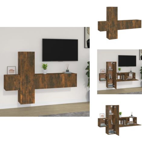 Ensemble de meubles TV 3 pcs Chêne fumé Bois d'ingénierie - Meuble Tv - Meuble Tv Mural - Ensemble Meuble Tv - Salon - Décoration Intérieure