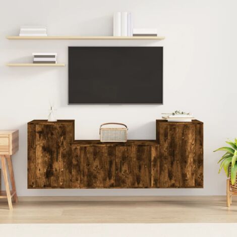 Ensemble de meubles TV 3 pcs Chêne fumé Bois d'ingénierie vidaXL