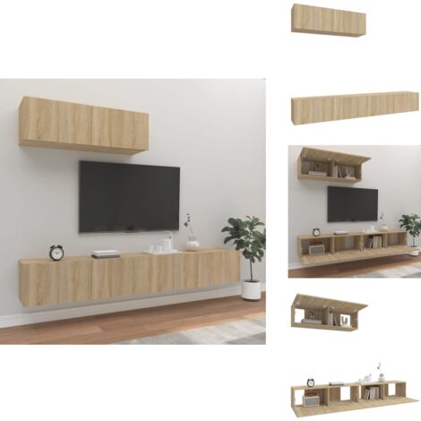 Ensemble de meubles TV 3 pcs Chêne sonoma Bois d'ingénierie - Meuble Tv - Meuble Téléviseur - Étagère Murale - Rangement Tv - Décoration Salon
