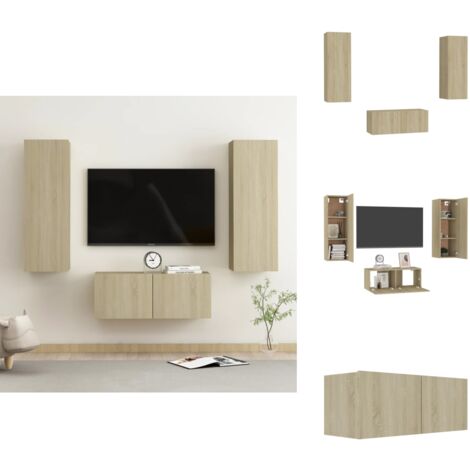 Ensemble de meubles TV 3 pcs Chêne sonoma Bois d'ingénierie - Meuble Tv Mural - Meuble Tv Moderne - Meuble Tv Chêne Sonoma - Support Tv - Étagère Murale