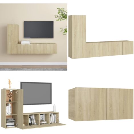 Ensemble de meubles TV 3 pcs Chêne sonoma Bois d'ingénierie - Meuble Tv Suspendu - Meuble Tv Mural - Ensemble Meuble Tv - Meuble Tv Chêne Sonoma - Meuble Tv Bois D'ingenieur - Home & Living