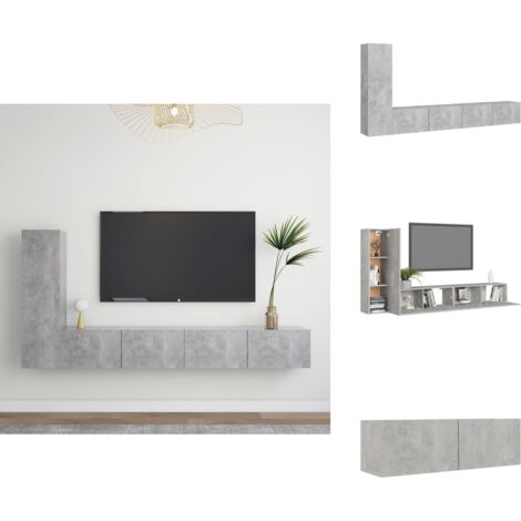 Ensemble de meubles TV 3 pcs Gris béton Bois d'ingénierie - Meuble Tv Suspendu - Meuble Tv Gris - Ensemble Meuble Tv - Meuble Tv Mural - Rangement Tv