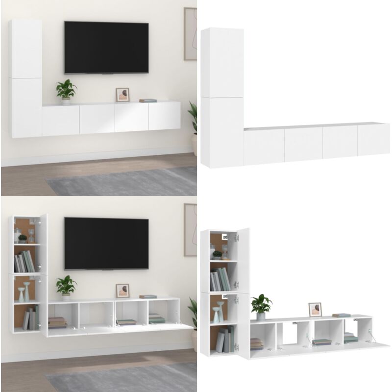 Vidaxl - Ensemble de meubles tv 4 pcs Blanc Bois d'ingénierie - Meuble Tv - Meuble Media - Armoire Multimedia - Rangement - Design Moderne - Home &
