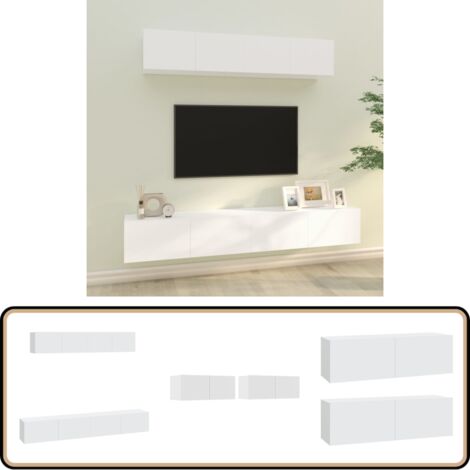 Ensemble de meubles TV 4 pcs Blanc Bois d'ingénierie - Meuble Tv - Meuble Tv Mural - Ensemble Meuble Tv - Meuble Tv Moderne - Meuble Tv Blanc