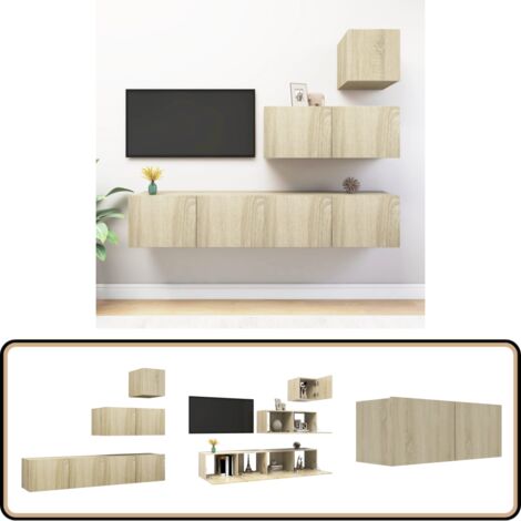 Ensemble de meubles TV 4 pcs Chêne sonoma Bois d'ingénierie - Meuble Tv - Meuble Tv Mural - Meuble Tv Suspendu - Salon - Rangement
