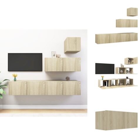 Ensemble de meubles TV 4 pcs Chêne sonoma Bois d'ingénierie - Meuble Tv - Meuble Tv Mural - Meuble Tv Suspendu - Salon - Rangement
