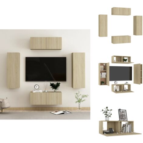 Ensemble de meubles TV 4 pcs Chêne sonoma Bois d'ingénierie - Meuble Tv Mural - Meuble Tv Moderne - Meuble Tv Chêne Sonoma - Support Tv - Étagère Murale