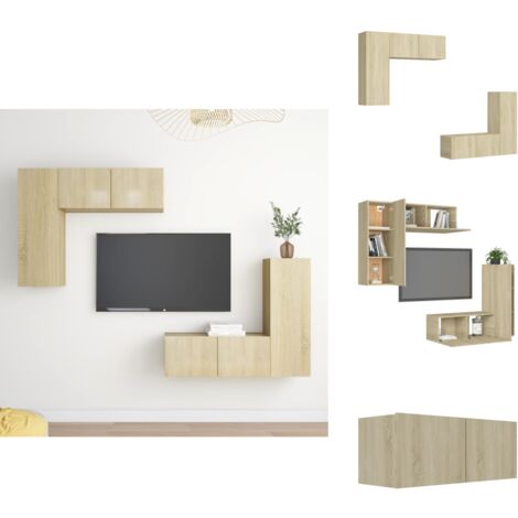 Ensemble de meubles TV 4 pcs Chêne sonoma Bois d'ingénierie - Meuble Tv Mural - Meuble Tv Suspendu - Ensemble Meuble Tv - Armoire Hifi - Rangement Tv