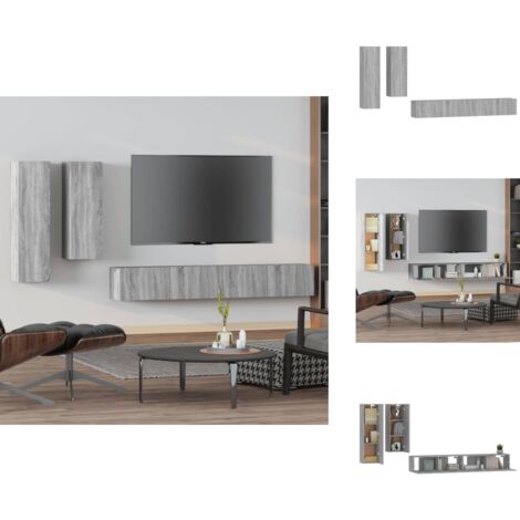Ensemble de meubles TV 4 pcs Sonoma gris Bois d'ingénierie - Meuble Tv - Meuble Tv Mural - Ensemble Meuble Tv - Rangement Tv - Salon Moderne
