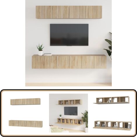 Ensemble de meubles TV 5 pcs Chêne sonoma Bois d'ingénierie - Meuble Tv - Meuble Média - Armoire Multimedia - Rangement - Bois D'ingénierie