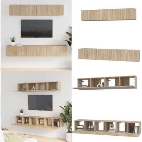 Ensemble de meubles TV 5 pcs Chêne sonoma Bois d'ingénierie - Meuble Tv - Meuble Média - Armoire Multimedia - Rangement - Bois D'ingénierie - Home & Living