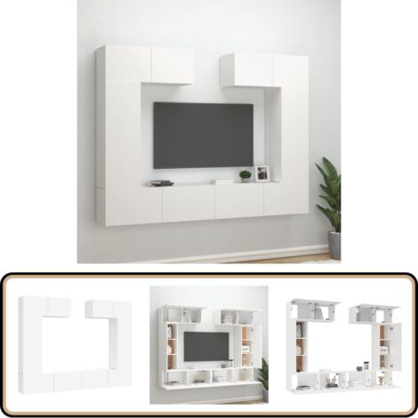Ensemble de meubles TV 6 pcs Blanc Bois d'ingénierie - Meuble Tv - Meuble Tv Mural - Ensemble Meuble Tv - Rangement Tv - Salon