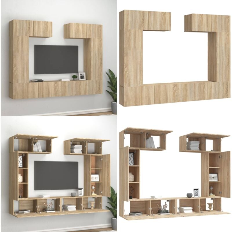 Vidaxl - Ensemble de meubles tv 6 pcs Chêne sonoma Bois d'ingénierie - Meuble Tv - Meuble Téléviseur - Ensemble Meuble Tv - Rangement Murale
