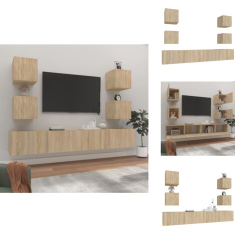 Ensemble de meubles TV 6 pcs Chêne sonoma Bois d'ingénierie - Meuble Tv - Meuble Media - Étagère Murale - Rangement Tv - Décoration Salon