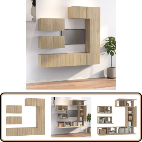 Ensemble de meubles TV 6 pcs Chêne sonoma Bois d'ingénierie - Meuble Tv - Meuble Téléviseur - Étagère Murale - Rangement Tv - Mobilier Salle Séjour