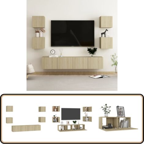 Ensemble de meubles TV 6 pcs Chêne sonoma Bois d'ingénierie - Meuble Tv Mural - Meuble Tv Moderne - Meuble Tv Chêne Sonoma - Support Tv - Étagère Murale