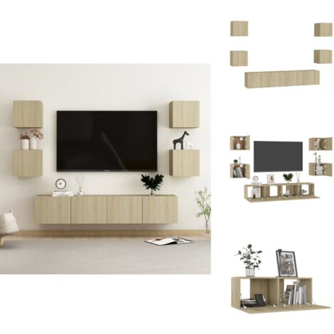 Ensemble de meubles TV 6 pcs Chêne sonoma Bois d'ingénierie - Meuble Tv Mural - Meuble Tv Moderne - Meuble Tv Chêne Sonoma - Support Tv - Étagère Murale