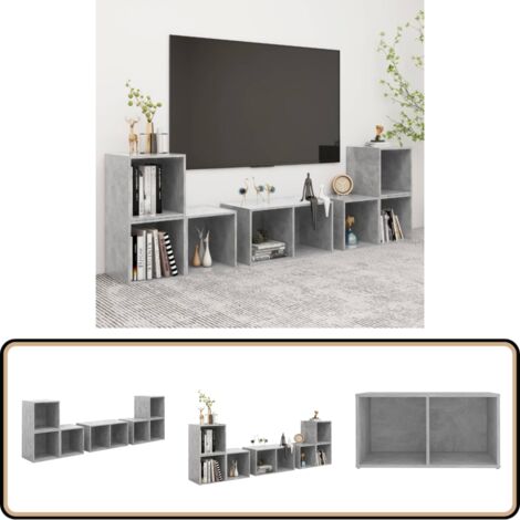 Ensemble de meubles TV 6 pcs Gris béton Bois d'ingénierie - Meuble Tv Gris - Ensemble Meuble Tv - Meuble Tv Moderne - Meuble Tv Industriel - Rangement Tv