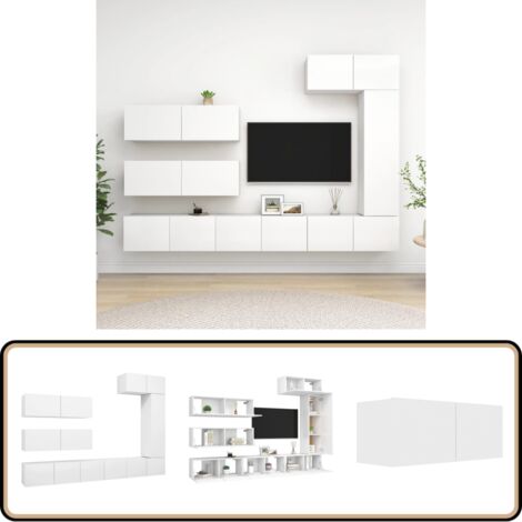 Ensemble de meubles TV 7 pcs Blanc Bois d'ingénierie - Meuble Tv - Meuble Tv Suspendu - Meuble Hifi - Rangement - Salon