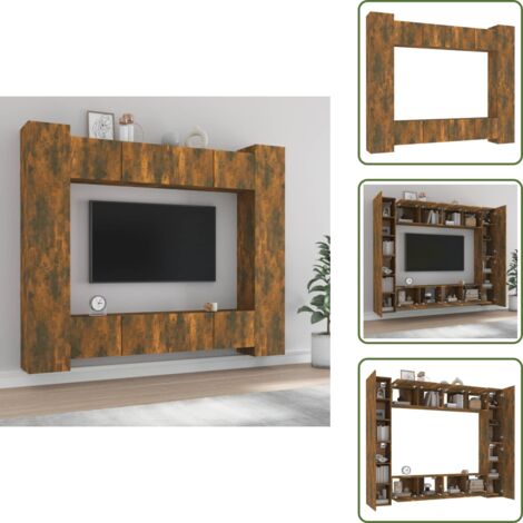 Ensemble de meubles TV 8 pcs Chêne fumé Bois d'ingénierie - Meuble Tv - Meuble Tv Mural - Ensemble Meuble Tv - Meuble Media - Rangement Tv