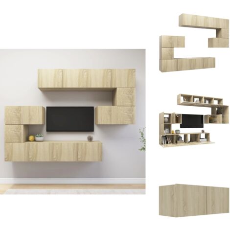 Ensemble de meubles TV 8 pcs Chêne sonoma Bois d'ingénierie - Meuble Tv - Meuble Tv Suspendu - Ensemble Meuble Tv - Meuble Hifi - Rangement Mural