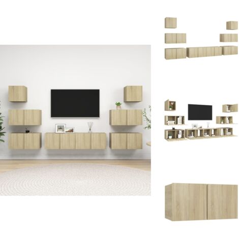 Ensemble de meubles TV 8 pcs Chêne sonoma Bois d'ingénierie - Meuble Tv - Meuble Tv Suspendu - Meuble Hifi - Rangement - Salon