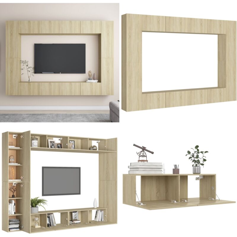 Vidaxl - Ensemble de meubles tv 8 pcs Chêne sonoma Bois d'ingénierie - Meuble Tv Mural - Meuble Tv Moderne - Ensemble Meuble Tv - Support Tv