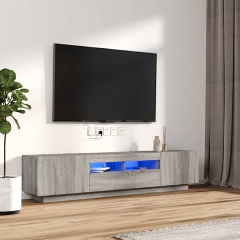Ensemble de meubles TV avec lumières LED 2 pcs  Bancs TV Armoires de rangement Sonoma gris 28303