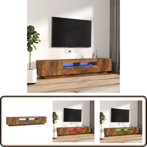 Ensemble de meubles TV avec lumières LED 2 pcs Chêne fumé - Meuble Tv - Meuble Téléviseur - Éclairage Led - Rangement Media - Design Moderne