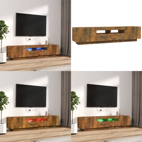 Ensemble de meubles TV avec lumières LED 2 pcs Chêne fumé - Meuble Tv - Meuble Téléviseur - Éclairage Led - Rangement Tv - Design Moderne - Home & Living