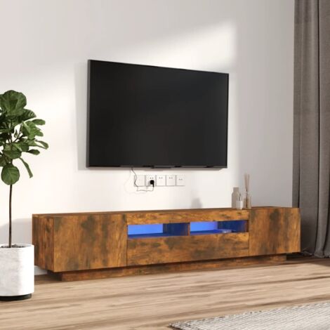 Ensemble de meubles TV avec lumières LED 2 pcs Moderne - Meubles de rangement - Buffet Salon - Chêne fumé Chic-915931