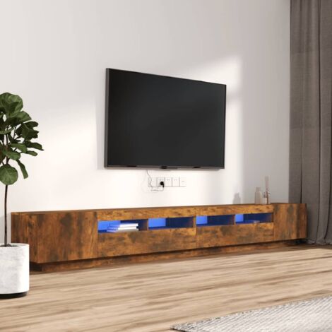 Ensemble de meubles TV avec lumières LED 3 pcs  Bancs TV Armoires de rangement Chêne fumé 16765