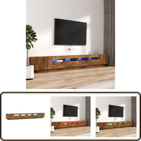 Ensemble de meubles TV avec lumières LED 3 pcs Chêne fumé - Meuble Tv - Meuble Téléviseur - Éclairage Led - Rangement Media - Design Moderne
