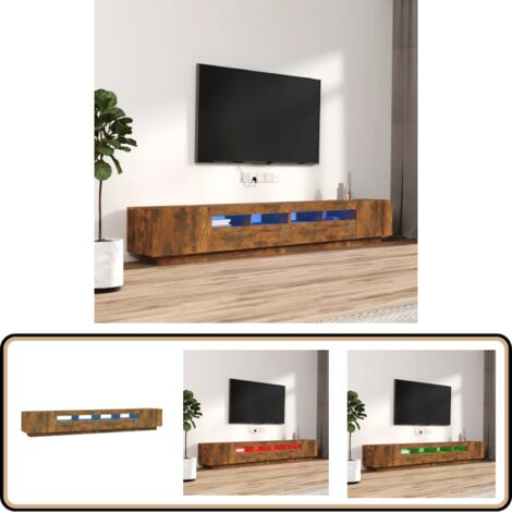Ensemble de meubles TV avec lumières LED 3 pcs Chêne fumé - Meuble Tv - Meuble Téléviseur - Éclairage Led - Rangement Tv - Design Moderne
