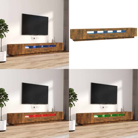 Ensemble de meubles TV avec lumières LED 3 pcs Chêne fumé - Meuble Tv - Meuble Téléviseur - Éclairage Led - Rangement Tv - Design Moderne - Home & Living