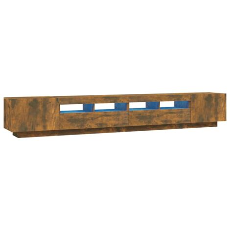 Ensemble de meubles TV  Banc TV  Armoire TV avec lumières LED 3 pcs Chêne fumé