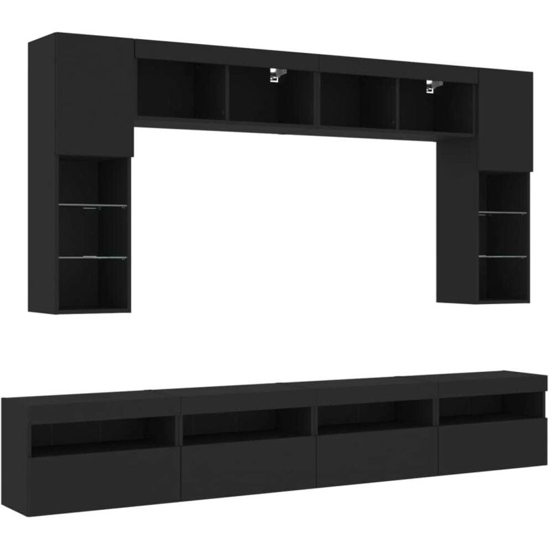 Vidaxl - Ensemble de meubles tv muraux 8 pcs avec lumières led noir