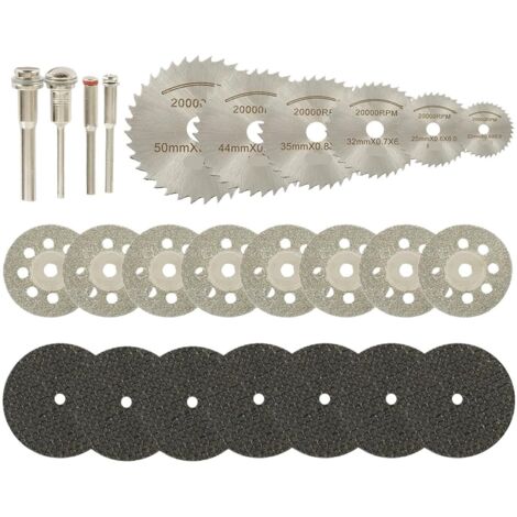 Ensemble de mini lames de scie circulaire pour accessoires Dremel, disques de ponçage, disques de coupe, outils rotatifs pour métaux (ensemble de 32 pièces)