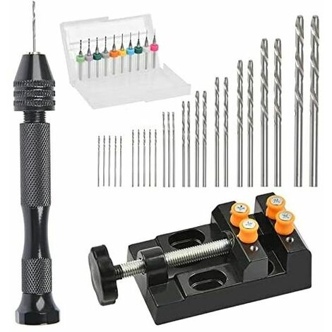 Ensemble de Mini-Perceuses à Main 37 PCS Précision Pin Vise Avec étau de Perceuse à Colonne Foret PCB de 0,3 à 1,2 mm