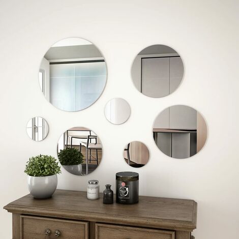 Ensemble de miroir mural pour décoration miroir 7 pcs Verre Rond -16216