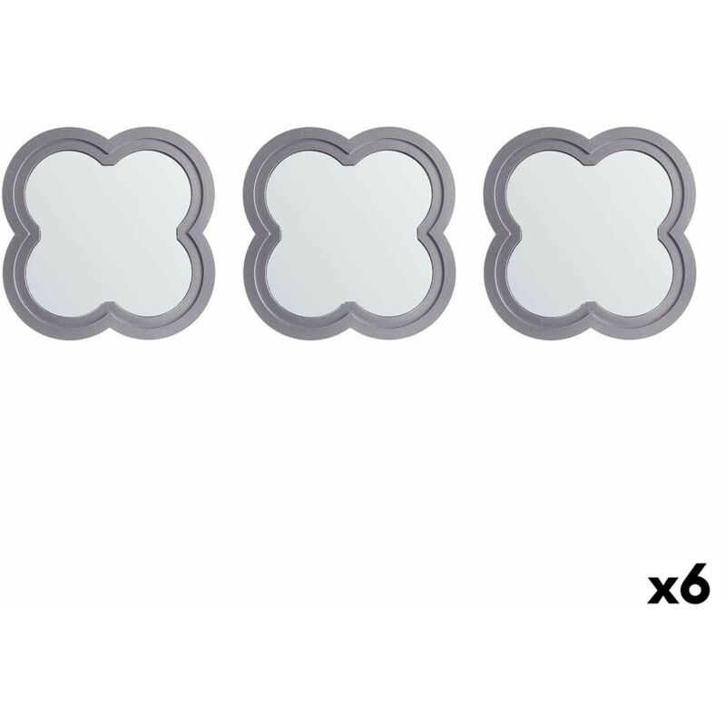 Gift Decor Set ofMirrors Flower Silver Polypropylene 78 x 26 x 2.5 cm (6 pièces)