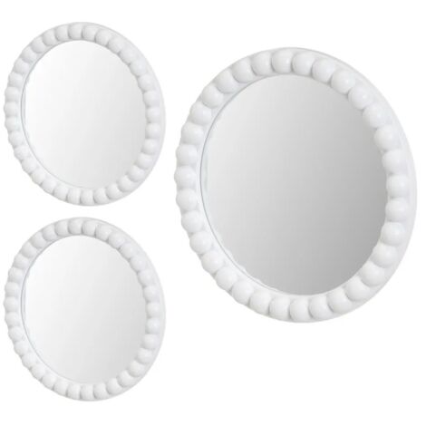 Ensemble de miroirs muraux ronds blancs, 3 pièces.