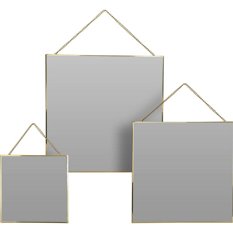 Ensemble de miroirs suspendus, cadre doré, 3 pièces
