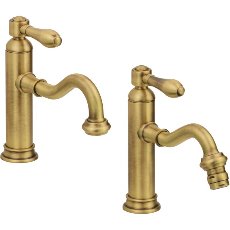 Gattoni Rubinetteria - Ensemble de mitigeurs lavabo et bidet modèle rétro couleur bronze Gattoni Oxford KITOXFORDVB1