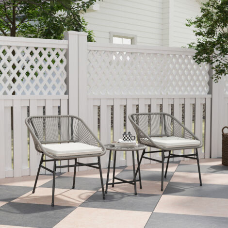 Ensemble de mobilier de jardin imitation rotin, mobilier de détente d'extérieur pour 2 personnes, ensemble 3 pièces. Ensemble de détente résistant aux intempéries pour terrasses et balcons