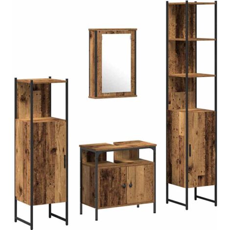 Ensemble de mobilier de salle de bain 4 pcs Bois ancien vidaXL