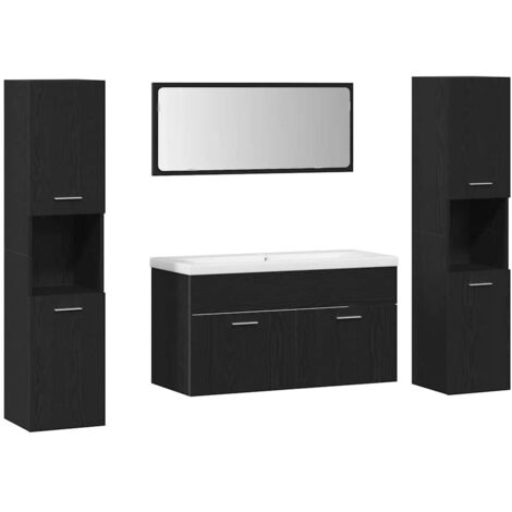 Ensemble de mobilier de salle de bain 4 pcs Chêne noir vidaXL